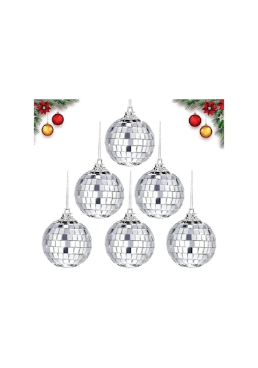 Disco Topu Aynalı Gümüş 6 Cm 6 Lı
