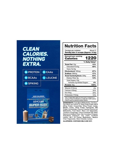 Evogen Super Huge Mass Gainer Protein High Calorie Weight Gainer Carbs & Nutrients Strength 5,4 Kg