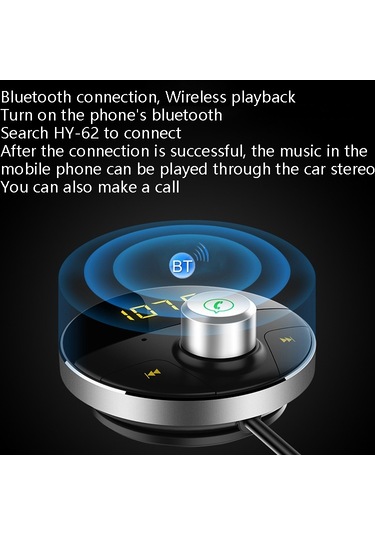 Hy62 Araba Mp3 Çalar Bluetooth Eller Serbest Telefon Gümüş