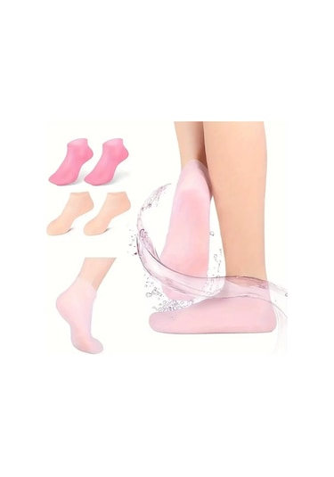 Silikon Jel Ayak Nemlendirici Çorap Açık Gri