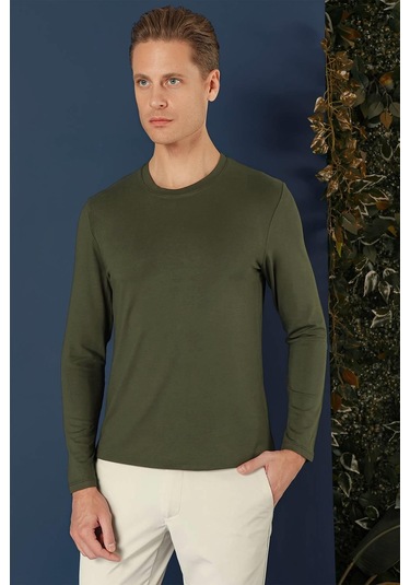 Ts 870 Slim Fit Haki Spor T-shirt Haki