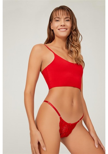 Önü Dantelli Tül Detaylı Kadın Tanga 6'lı Paket Külot Renkli-5 Çok Renkli