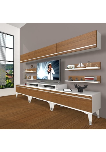 Decoraktiv Ekoflex 8y Mdf Silver Tv Ünitesi Tv Sehpası Beyaz - Ceviz