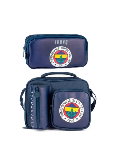 Fenerbahçe Erkek Çocuk Arma Baskılı Suni Deri Beslenme Çantası Ve Kalemlik Seti İkili Set - Setme25762 Çok Renkli