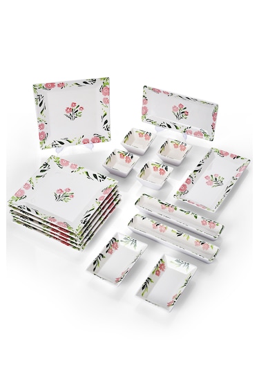 Piatti Naturali 16 Parça 6 Kişilik Bahar Kahvaltı Takımı Handmade Sunum Set Çok Renkli