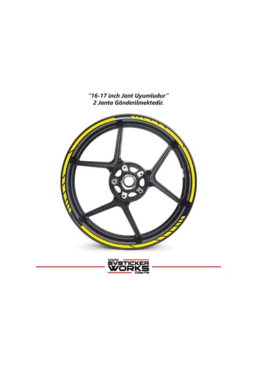 Motosiklet Jant Şeridi Jant Sticker Dekor Model Parçalı Desen Sticker Set Sarı
