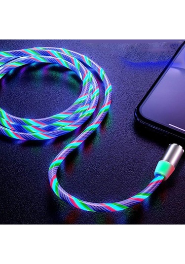 Yaratıcı 360 Adsorpsiyon Üç Renk Saleti Tip-c Manyetik Şarj Kablosu