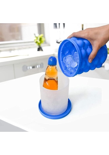 Jialan Buz Küpü Kalıp Buz Tepsileri Büyük Yuvarlak Silikon Buz Sq Mavi