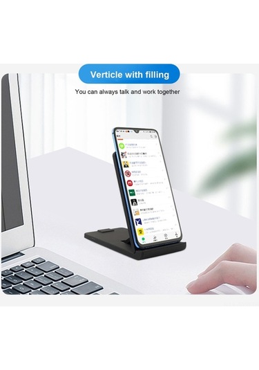 Sandwich 15w Siyah Kablosuz Şarj Cihazı, iPhone Uyumlu & Samsung İçin, Type-c, 3-10mm Mesafede Güvenli, Hızlı Şarj