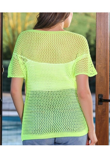 Kadın Yeşil Fileli Bluz-Yeşil