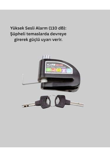 Drnds Taşınabilir Alarm Disk Kilidi Motosiklet Scooter Bisiklet Güvenlik