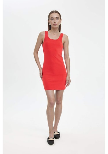 Defacto Coool Bodycon Vücudu Saran Basıc Fitilli Kaşkorse Mini Kırmızı Elbise A0732AX23SM Kırmızı Defacto Coool Bodycon Vücudu Saran Basıc Fitilli Kaşkorse Mini Kırmızı Elbise A0732AX23SM Kırmızı