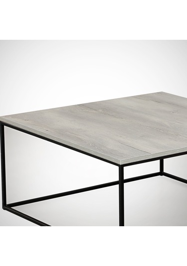 Poly Orta Sehpa Metal & Orta Masa Deniz Meşe /Metal Ayaklı Sehpa