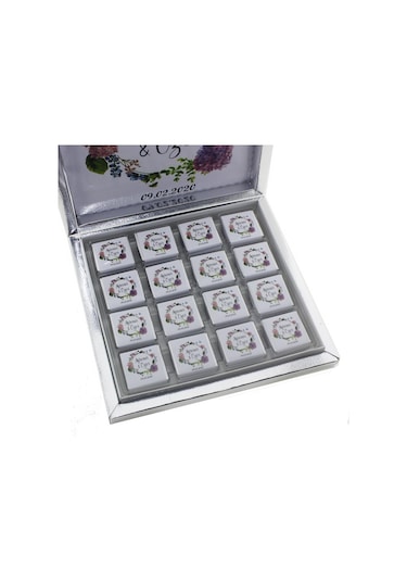 Mutluadim 48 Adet Ortanca Çiçekli Söz Nişan Çikolatası Isme Özel