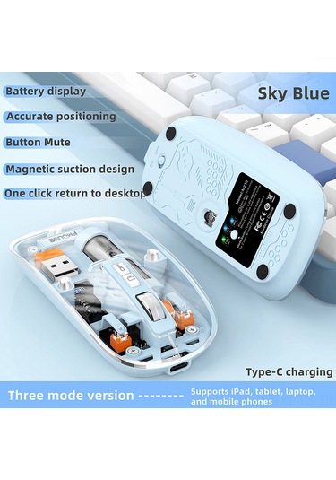 Yunboo Şarj Edilebilir Kablosuz 3 Modlu Bt5.1 Oyun Ve Ofis Faresi - 1600dpı Ayarlanabilir Sessiz Switch