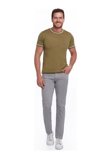 Hatemoğlu Yeşil Slim Fit Basic Bisiklet Yaka Triko Tişört-Yeşil