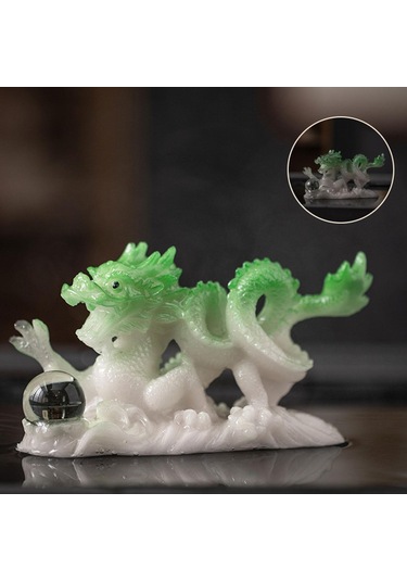 Homyl Ejderha Oynayan Boncuk Heykeli El Sanatları Masa Yeşil