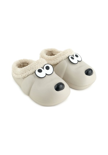 Gezer Kışlık Ev Bahçe ve Islak Zemine Uygun Eva İçi Peluşlu Kadın Ev Botu - Bej