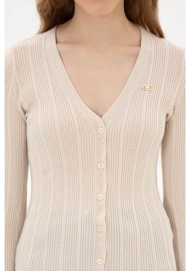 U.s. Polo Assn. Kadın Krem Hırka Triko 50313580-vr071 Krem