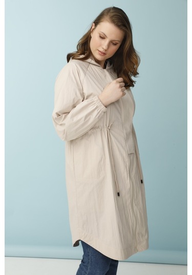 Bel Bağcıklı Trençkot - Taş