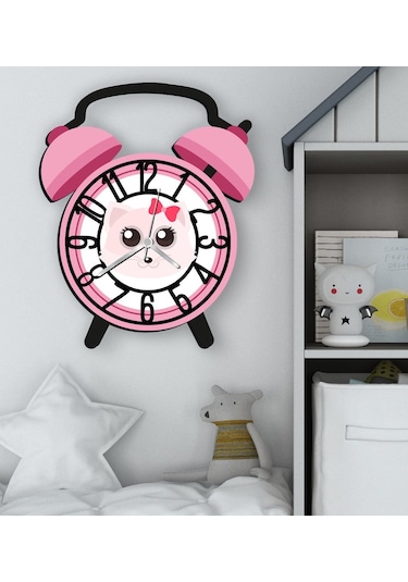 Bk Gift Kişiye Özel Hayvan Figürlü Retro Çalar Saat Tasarımlı Kabartma Figürlü Ahşap Çocuk Duvar Saati-12, Ev Dekoru, Çocuk Odası Aksesuar Bitmeyencom Çok Renkli