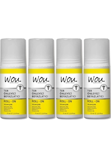 Wou World Of Unique Roll-on Unisex75ml Terönleyci Beyazlatıcı 4lü