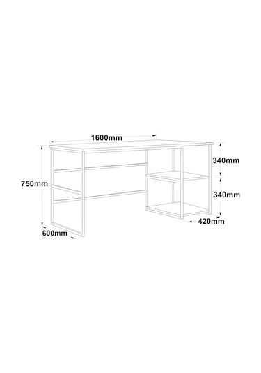 Robinhome Robin Home Atlantis Metal Ofis Büro Çalışma Masası Raflı 160Cm As Açık Kahverengi