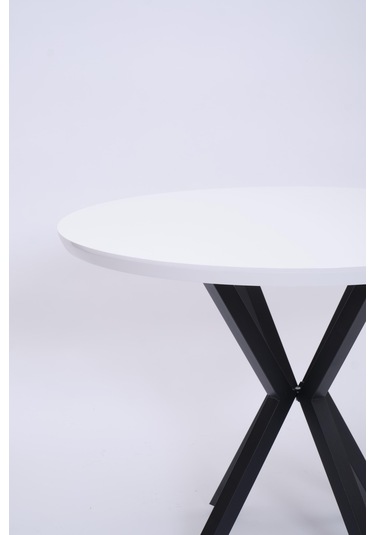 Göksu Yuvarlak Lak Panel Mutfak Masası 100cm beyaz