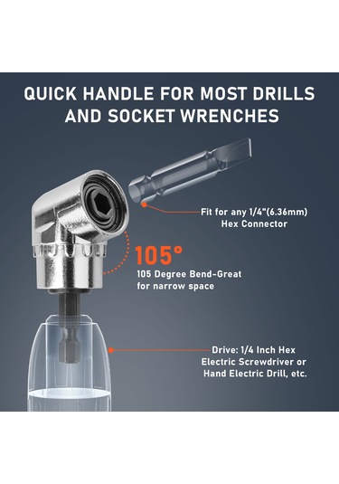 Padalink "6 Renkli Alüminyum Alaşımlı Anahtarlık Matkap Uzatma Çubuğu - 105 Açılı Dönüştürücü İle 2 Set "