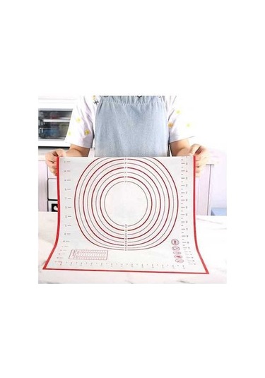 Novahub Kırmızı Fiberglas Silikon Pişirme Mat, 80x60cm, Yoğurma Pedi, Yapışmaz, Haddeleme Hamur Mat, Mutfak Pasta Sayfası
