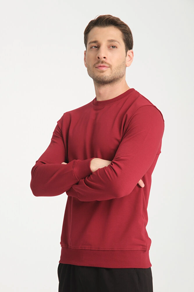 Bisiklet Yaka Basic İnce Mevsimlik Sweatshirt Rd23ye581001 Bordo