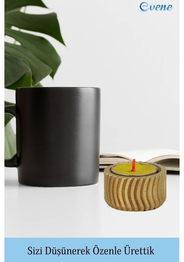 Mumluk Şamdan Tealight Mum Uyumlu Tekerlek Model - Altın