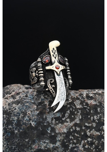 Prestij Gümüş Özel Tasarım Baş Parmak Zihgir Zülfikar Hz. Ali'nin Kılıcı 901551 Gümüş