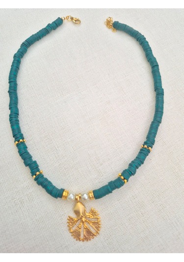 Yeşil Fimo Boncuklu Karanfil Kolye Uçlu Bayan Kolye