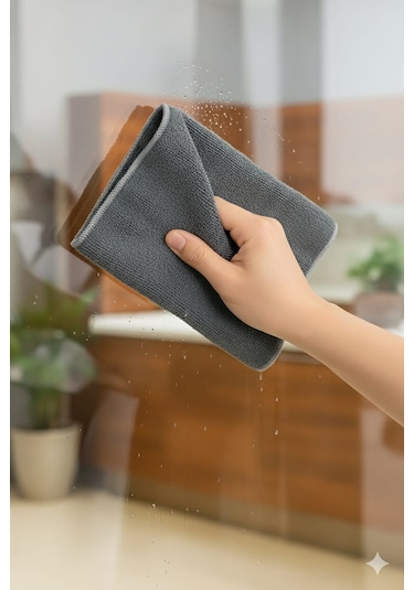 Nobera Duoclean Çift Etkili Temizlik Bezi - Mikrofiber & Cam Bezi 2'si 1 Arada 1 Adet Gri
