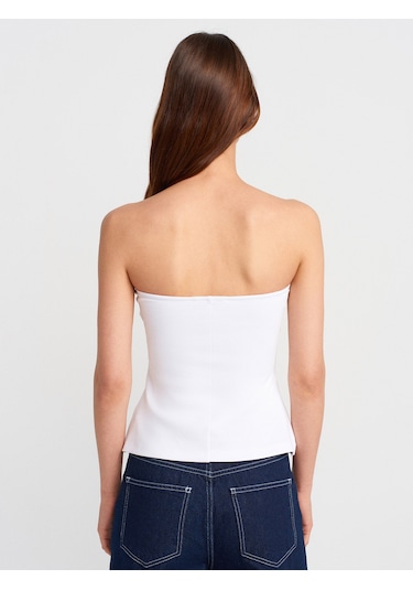 Dilvin 31860 Straplez Top-beyaz Beyaz