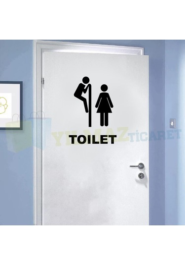 Yılmazetic Wc Toilet Kapı Klozet Yapıştırma Banyo Sticker 13 x 9 CM