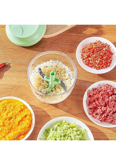 Manuel Sarımsak Doğrayıcı Soğan Öğütücü, Taşınabilir Hızlı Kesici Mini Çekme İpli Gıda İşlemcisi Sebzeler, Meyveler, Domates, Zencefil, Fındıklar İçin Kıyma Makinesi Siyah