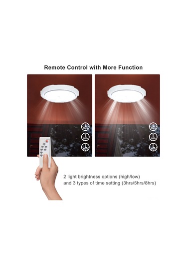 Lemestar Güneş Enerjili Tavan Lambası 60w 50 Led, Uzaktan Kumanda, 3-5-8 Saat Zamanlama, 5m Kablolu, Balkon/ev/çatı İçin