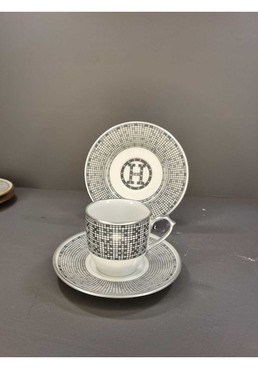 Konyax 6 Kişilik Kahve Seti Truva Platin Çok Renkli