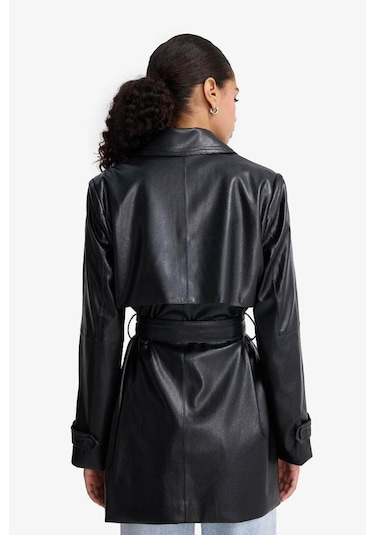 Defacto Siyah Kadın Trençkot E8596ax/bk27 Siyah