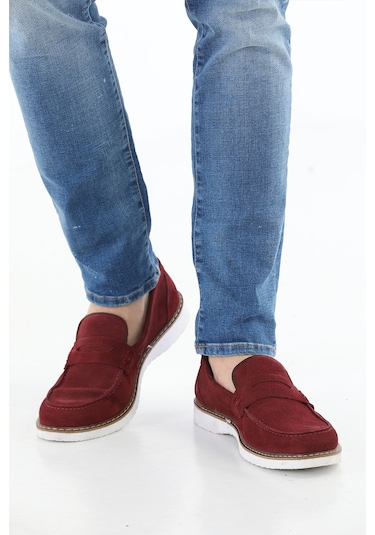 M.Karaca Hakiki Süet Deri Ortopedik  Klasik Erkek Ayakkabı Bordo
