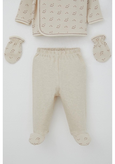 Breeze Erkek Bebek Hastane Çıkış 5 Li Desenli 0-3 Ay, Bej Bej