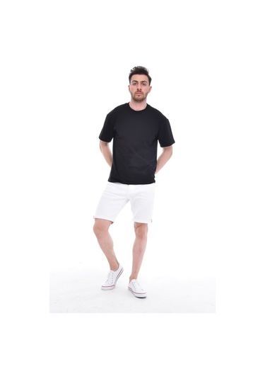 Cedy Denim Erkek Kot Şort Slim Fit Jean Şort - C342 Beyaz