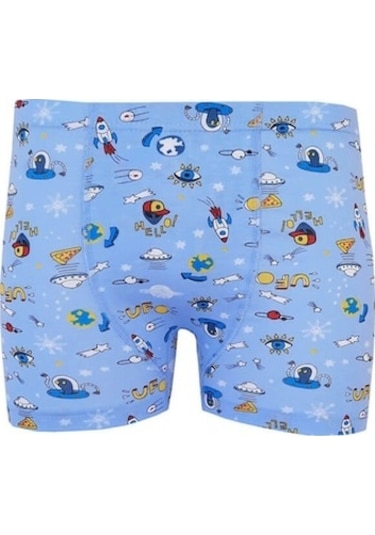 Tutku 6Lı Erkek Çocuk Renkli Boxer Desenli Baskılı Pamuklu Rahat