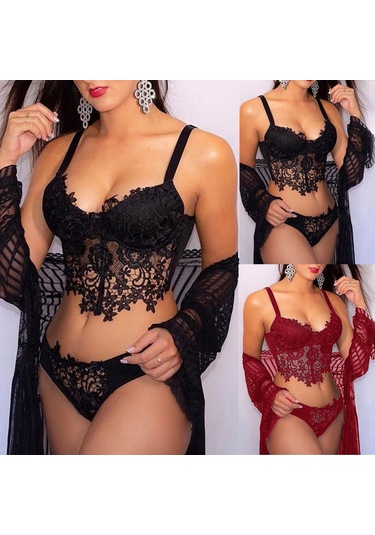 Sones Push Up Sütyen Ve Külot Takımları Kadın İç Çamaşırı Dantel İç Çamaşırı Kırmızı