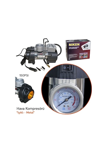 Niken Hava Kompresörü 150 Psi Pro Metal Gövde Işıklı