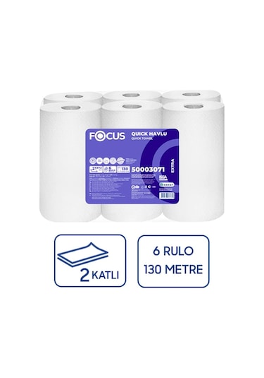 Focus Quick Extra Sensörlü Makine Havlusu 6 Lı 130 Mt