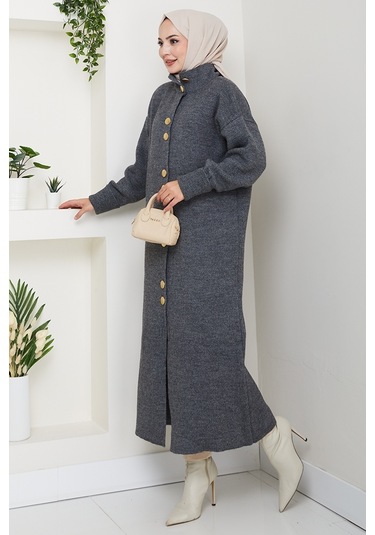 Reha Düğmeli Triko Hırka 1603 - Antrasit Antrasit