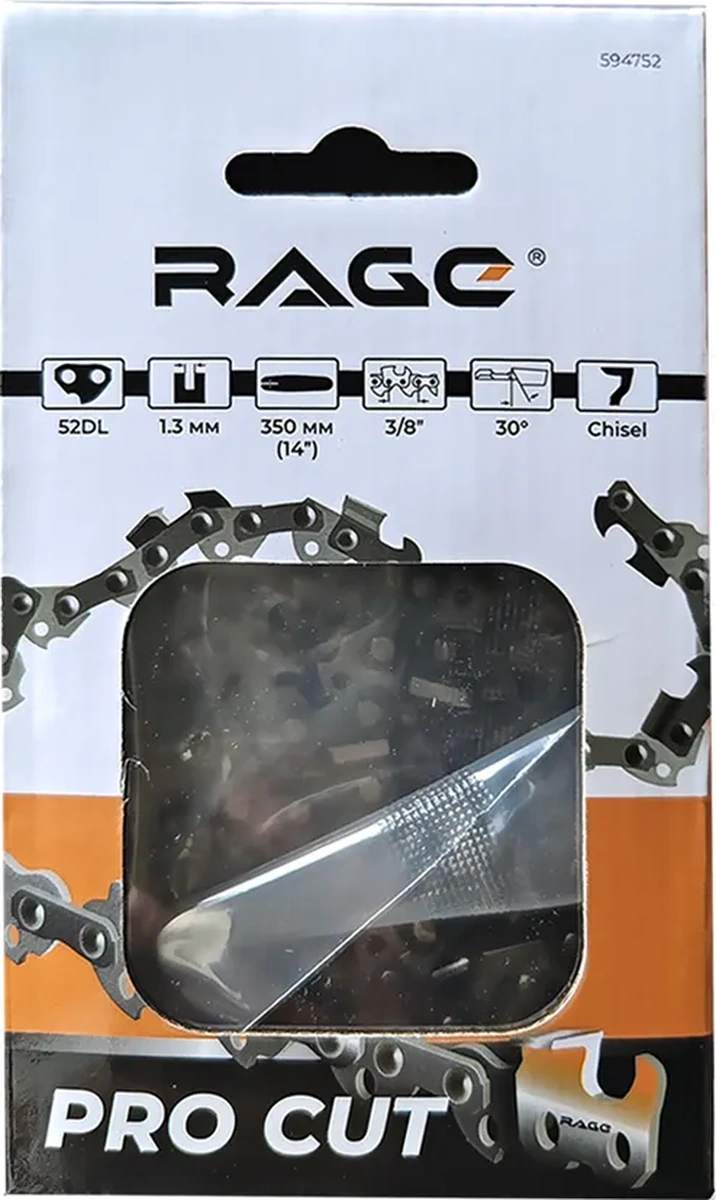 Rage 52 Dişli, 350 Mm 14 İnç 3/8" 1.3 L52 3/8 1.3 Motorlu Testereden Zincir 326204773